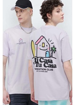 On Vacation t-shirt bawełniany Mi Casa kolor fioletowy z nadrukiem OVC T149 ze sklepu ANSWEAR.com w kategorii T-shirty męskie - zdjęcie 173310479