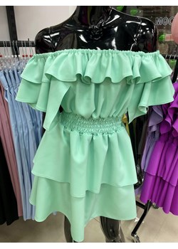 sukienka hiszpanka valentina by mielczarkowski polski produkt - zielona pistacja ze sklepu STYLOWO w kategorii Sukienki - zdjęcie 173311015