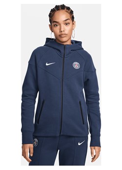 Damska bluza piłkarska z kapturem i zamkiem na całej długości Nike Paris Saint-Germain Tech Fleece Windrunner - Niebieski ze sklepu Nike poland w kategorii Bluzy damskie - zdjęcie 173311226