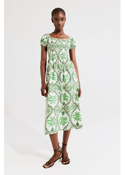 H & M - Popelinowa sukienka z odkrytymi ramionami - Zielony ze sklepu H&M w kategorii Sukienki - zdjęcie 173311616