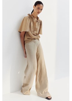 H & M - Muślinowa bluzka z falbankami - Beżowy ze sklepu H&M w kategorii Bluzki damskie - zdjęcie 173311727