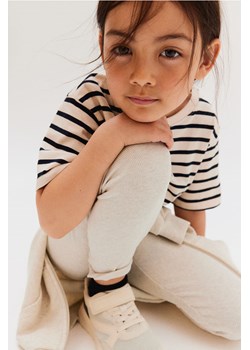H & M - Legginsy z dżerseju w prążki - Beżowy ze sklepu H&M w kategorii Spodnie dziewczęce - zdjęcie 173311728