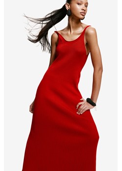 H & M - Długa sukienka z dzianiny w prążki - Czerwony ze sklepu H&M w kategorii Sukienki - zdjęcie 173311808