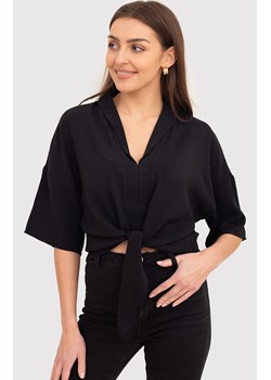 Czarna koszula z wiązaniem TA572, Kolor czarny, Rozmiar L, AX Paris ze sklepu Primodo w kategorii Koszule damskie - zdjęcie 173314156