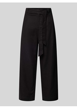 Spodnie lniane z szeroką,skróconą nogawką ze sklepu Peek&Cloppenburg  w kategorii Spodnie damskie - zdjęcie 173318396