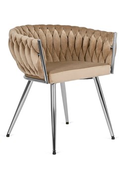 Beżowe nowoczesne krzesło fotelowe welurowe - Onis ze sklepu Edinos.pl w kategorii Krzesła - zdjęcie 173319399