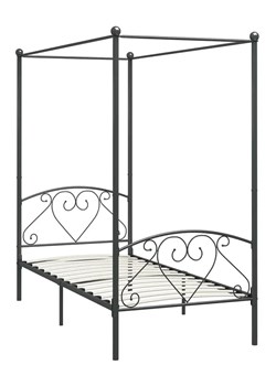 Szare metalowe łóżko z baldachimem 90x200 cm - Elox ze sklepu Edinos.pl w kategorii Łóżka i materace - zdjęcie 173319569