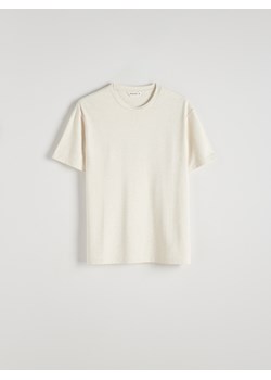 Reserved - T-shirt regular z wiskozą - beżowy ze sklepu Reserved w kategorii T-shirty męskie - zdjęcie 173321775