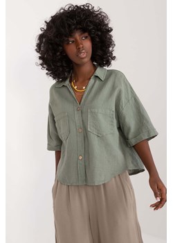 Rozpinana koszula damska oversize khaki ze sklepu 5.10.15 w kategorii Koszule damskie - zdjęcie 173322339