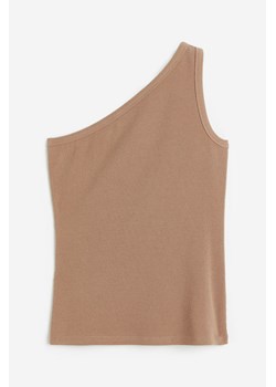 H & M - Prążkowany top na jedno ramię - Beżowy ze sklepu H&M w kategorii Bluzki damskie - zdjęcie 173322836