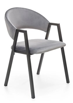 Szare nowoczesne krzesło tapicerowane welurem - Elores ze sklepu Edinos.pl w kategorii Krzesła - zdjęcie 173323248