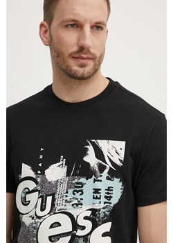 Guess t-shirt bawełniany męski kolor czarny z nadrukiem M4YI02 I3Z14 ze sklepu ANSWEAR.com w kategorii T-shirty męskie - zdjęcie 173324456