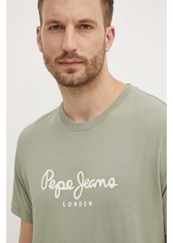 Pepe Jeans t-shirt bawełniany ABEL męski kolor zielony z nadrukiem PM509428 ze sklepu ANSWEAR.com w kategorii T-shirty męskie - zdjęcie 173324466