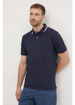 Gant polo bawełniane kolor granatowy z aplikacją ze sklepu ANSWEAR.com w kategorii T-shirty męskie - zdjęcie 173324526