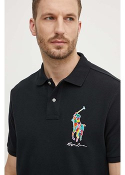 Polo Ralph Lauren polo bawełniane kolor czarny z aplikacją 710926413 ze sklepu ANSWEAR.com w kategorii T-shirty męskie - zdjęcie 173324536