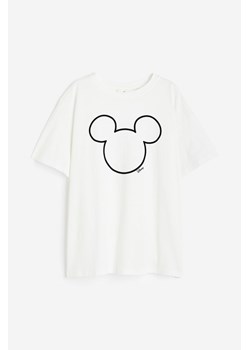 H & M - Obszerny T-shirt z nadrukiem - Biały ze sklepu H&M w kategorii Bluzki damskie - zdjęcie 173324648