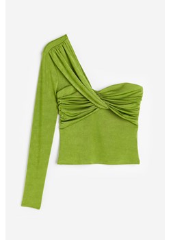 H & M - Drapowany top na jedno ramię - Zielony ze sklepu H&M w kategorii Bluzki damskie - zdjęcie 173324687
