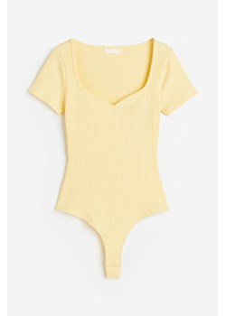 H & M - Prążkowane body thong - Żółty ze sklepu H&M w kategorii Body damskie - zdjęcie 173324689