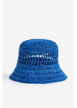 H & M - Słomkowy kapelusz o wyglądzie szydełkowej robótki - Niebieski ze sklepu H&M w kategorii Kapelusze damskie - zdjęcie 173324709