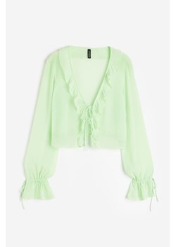 H & M - Krepowana bluzka z falbanką - Zielony ze sklepu H&M w kategorii Bluzki damskie - zdjęcie 173324717