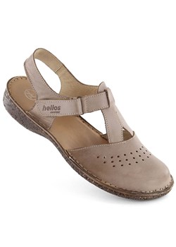 Skórzane sandały damskie komfortowe pełne beżowe Helios 128.02 beżowy ze sklepu ButyModne.pl w kategorii Sandały damskie - zdjęcie 173324849