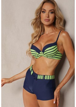 Zielono-Granatowe Bikini z Dołem o Kroju Spodenek i Góra z Usztywnianymi Miseczkami Brosofia ze sklepu Renee odzież w kategorii Stroje kąpielowe - zdjęcie 173327856
