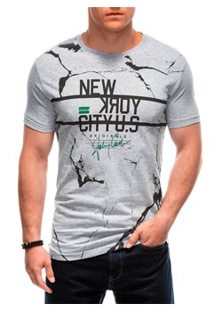 T-shirt męski z nadrukiem 1957S - szary ze sklepu Edoti w kategorii T-shirty męskie - zdjęcie 173328258