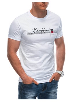 T-shirt męski z nadrukiem 1948S - biały ze sklepu Edoti w kategorii T-shirty męskie - zdjęcie 173328306