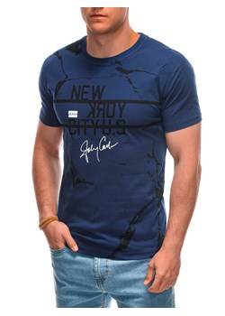 T-shirt męski z nadrukiem 1957S - ciemnoniebieski ze sklepu Edoti w kategorii T-shirty męskie - zdjęcie 173328326