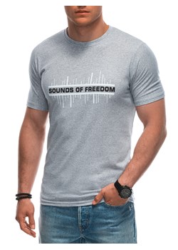 T-shirt męski z nadrukiem 1966S - szary ze sklepu Edoti w kategorii T-shirty męskie - zdjęcie 173328329