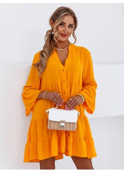 Pomarańczowa sukienka mini z guzikami Vesta - pomarańczowy ze sklepu pakuten.pl w kategorii Sukienki - zdjęcie 173328419