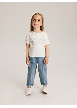 Reserved - Bawełniany t-shirt z nadrukiem - złamana biel ze sklepu Reserved w kategorii Koszulki niemowlęce - zdjęcie 173329135