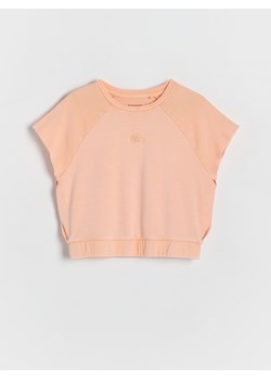 Reserved - T-shirt z wycięciem - brzoskwiniowy ze sklepu Reserved w kategorii Bluzki dziewczęce - zdjęcie 173329228