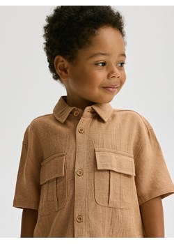 Reserved - Koszula z lnem - brązowy ze sklepu Reserved w kategorii Odzież dla niemowląt - zdjęcie 173329278