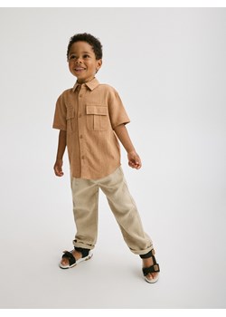 Reserved - Spodnie chino z lnem - złamana biel ze sklepu Reserved w kategorii Spodnie i półśpiochy - zdjęcie 173329337