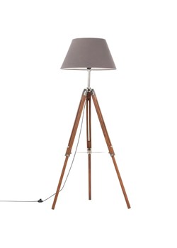 Brązowo-szara drewniana lampa podłogowa stojąca - EX199-Nostra ze sklepu Edinos.pl w kategorii Lampy podłogowe - zdjęcie 173333146