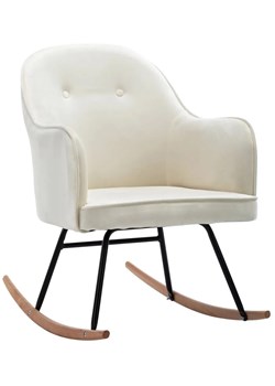 Kremowy aksamitny fotel bujany – Revers ze sklepu Edinos.pl w kategorii Fotele - zdjęcie 173333308
