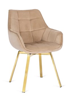 Beżowe obrotowe krzesło fotelowe pikowane - Daco ze sklepu Edinos.pl w kategorii Krzesła - zdjęcie 173333686