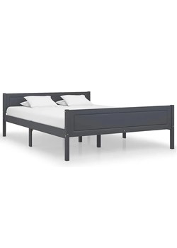 Szare podwójne łóżko z litego drewna 140x200 - Siran 5X ze sklepu Edinos.pl w kategorii Łóżka i materace - zdjęcie 173333759