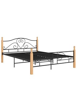 Metalowe łóżko vintage czarny + jasny dąb 140x200 cm - Onel ze sklepu Edinos.pl w kategorii Łóżka i materace - zdjęcie 173333866
