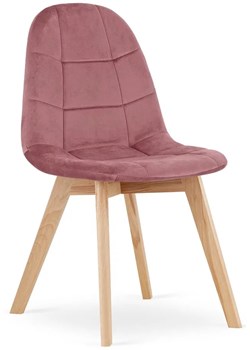 Zestaw 4 drewnianych krzeseł welurowych ciemny róż - Kiraz ze sklepu Edinos.pl w kategorii Krzesła - zdjęcie 173333968