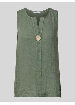 Top bluzkowy lniany z aplikacją model ‘Ai44na’ ze sklepu Peek&Cloppenburg  w kategorii Bluzki damskie - zdjęcie 173334715