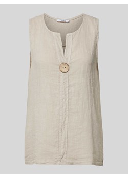 Top bluzkowy lniany z aplikacją model ‘Ai44na’ ze sklepu Peek&Cloppenburg  w kategorii Bluzki damskie - zdjęcie 173334837