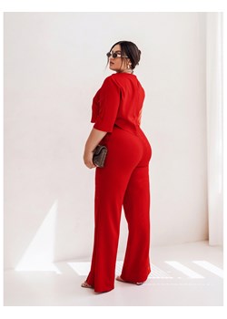 Elegancki komplet PLUS SIZE ze spodniami JASIRA - czerwony ze sklepu magmac.pl w kategorii Komplety i garnitury damskie - zdjęcie 173334967