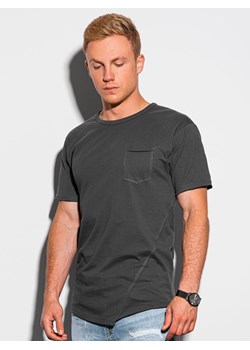 T-shirt męski bawełniany - grafitowy S1384 ze sklepu ombre w kategorii T-shirty męskie - zdjęcie 173335165