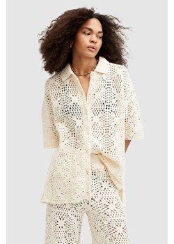 AllSaints koszula bawełniana MILLY TOP damska kolor beżowy gładka W031KA ze sklepu ANSWEAR.com w kategorii Bluzki damskie - zdjęcie 173336758