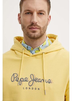 Pepe Jeans bluza bawełniana SAUL HOODIE męska kolor żółty z kapturem z nadrukiem PM582695 ze sklepu ANSWEAR.com w kategorii Bluzy męskie - zdjęcie 173336785