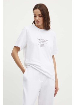Victoria Beckham t-shirt bawełniany damski kolor biały 1324JTS005691A ze sklepu ANSWEAR.com w kategorii Bluzki damskie - zdjęcie 173337158