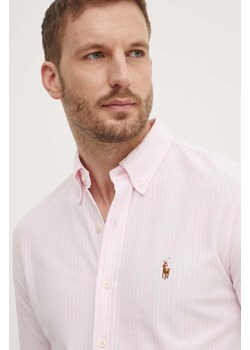 Polo Ralph Lauren koszula bawełniana męska kolor różowy regular z kołnierzykiem button-down 710934575 ze sklepu ANSWEAR.com w kategorii Koszule męskie - zdjęcie 173337299