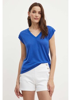 Morgan t-shirt lniany DAME kolor niebieski ze sklepu ANSWEAR.com w kategorii Bluzki damskie - zdjęcie 173337475